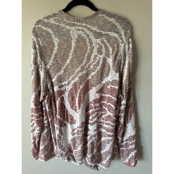 NIC+ZOE Women’s Plus Size 2X Textured Wrap Sweater Knit Top Print Boho Artsy - Picture 3 of 8